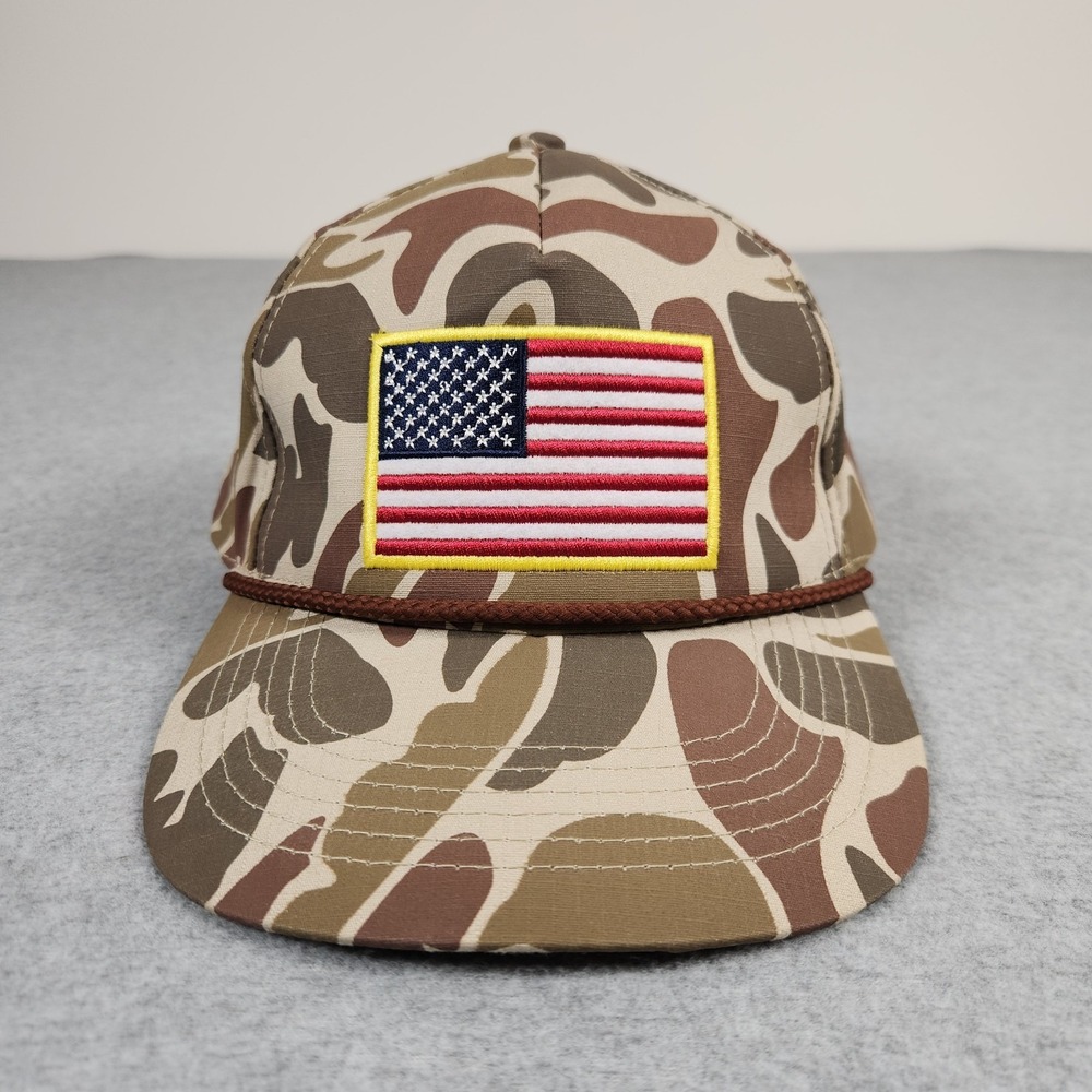 Burlebo Hat Adjustable Snapback Duck Camo American Flag Cap Country Ripstop